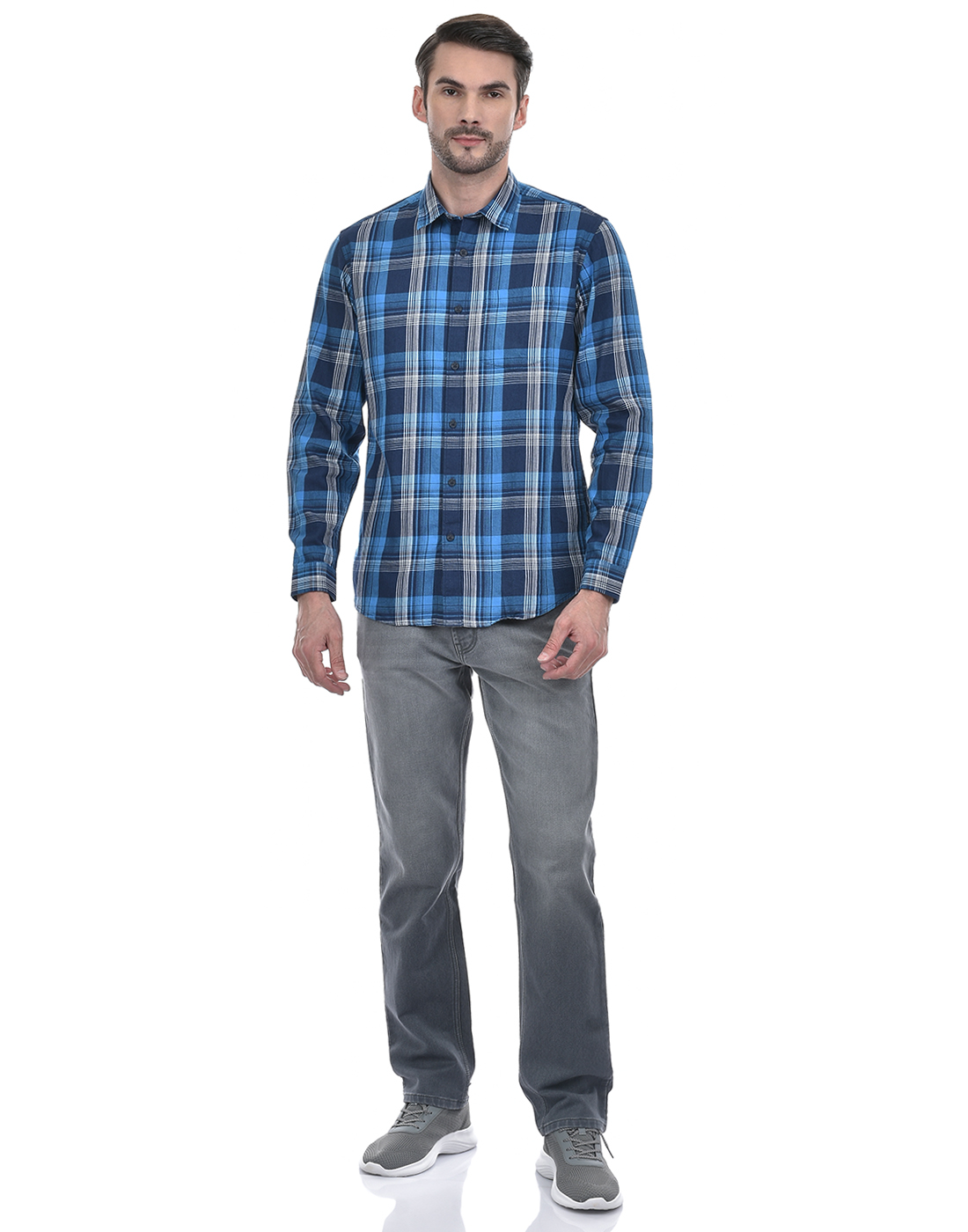 Numero Uno Men Checkered Blue Shirt